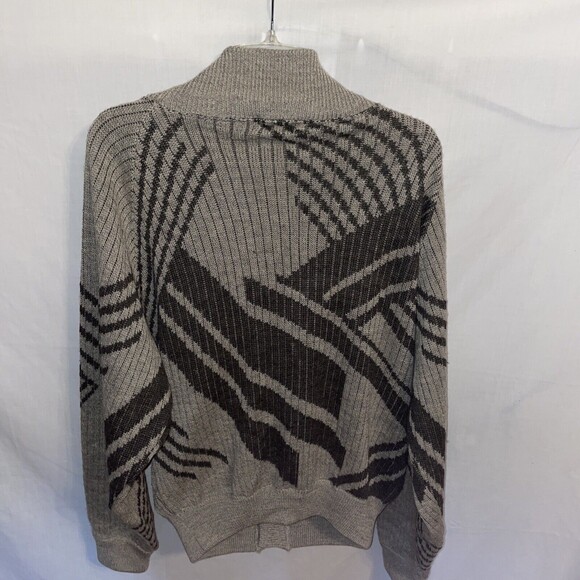 Jun Yumiko Tamura Cardigan Sweater Men’s XL Tan Brown 100% Laine Wool Vtg 80’s - Picture 8 of 12